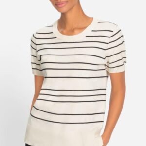 Olsen Henny Women's Short Sleeve Striped Sweater - Urban Lights