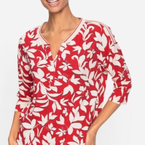 OVERO™ Clara Red Floral Women's Blouse - Urban Lights