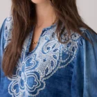 Summum Woman Stone-Wash Denim Top