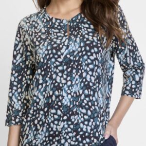 Olsen TENCEL™ Modal Clara Navy Blue Women's Leopard Print Blouse