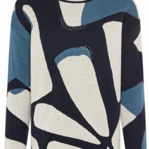 Olsen Cora Women's Navy Blue Patterned Sweater