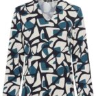 Hannah Navy Patterned V-Neck Blouse for Women