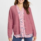 Olsen Pink Henny Women's Loop Yarn Cardigan