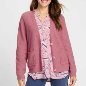 Olsen Pink Henny Women's Loop Yarn Cardigan
