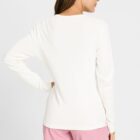 Olsen Edda Women's White Cotton Ribbed V-Neck Blouse