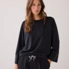Summum Woman Soft Scuba Pinstripe Top