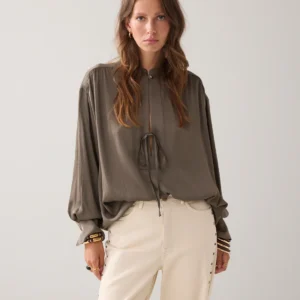 Summum Woman Shiny Top With Bow Fastening