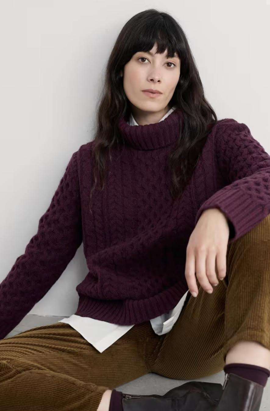 0-16 Seasalt Pine Forest Cable Knit Merino Jumper