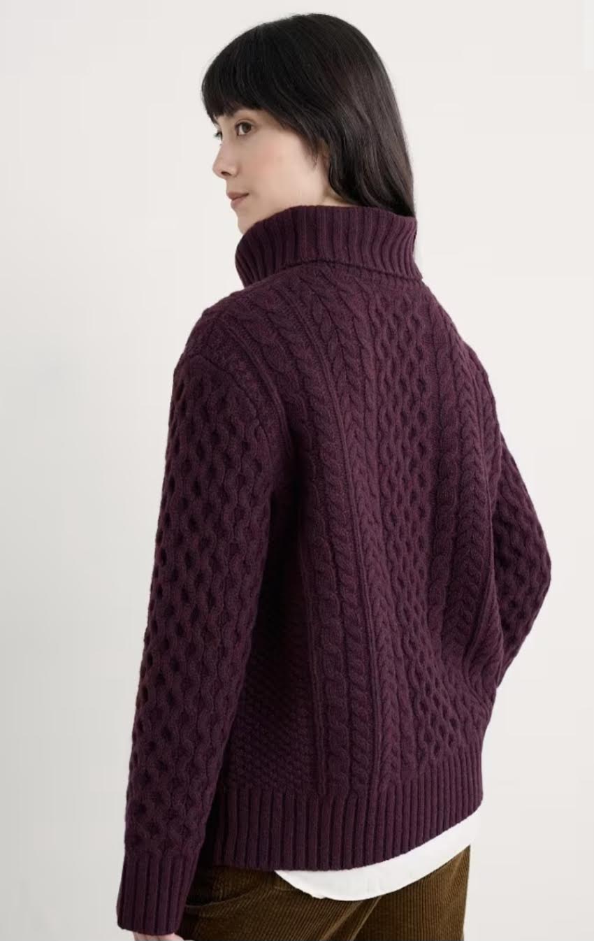 Seasalt Pine Forest Cable Knit Merino Jumper