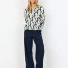 Description EN: SC-FELICITY AOP 534 Blouse is made from 50% Organic cotton, 50% Viscose. It features a round neckline, an abstract print and mid-length sleeves. Pair it with tailored trousers or jeans for a unique and elegant look.