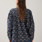 Summum Block Print Blouse With Bat Sleeves