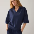 Summum Pinstripe Polo Shirt In Soft Scuba Fabric
