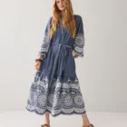 Summum Woman Chambray dress with embroidery