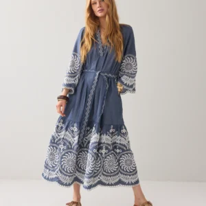 Summum Woman Chambray dress with embroidery