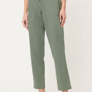 Olsen Lisa Straight Linen Trousers - Neo Safari