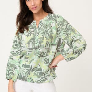 Olsen Blouse With All-Over Design And Tunic Neckline - Neo Safari