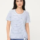 Olsen Hannah Women's Cotton Striped Print Blouse