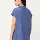 Olsen Women's Blue Textured Short Sleeve Shirt - Ciao Amore
