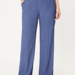 Olsen Anna Wide Women's Blue Textured Trousers