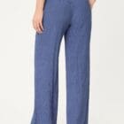 Olsen Anna Wide Women's Blue Textured Trousers