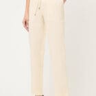 Olsen Lisa Straight Women's Beige Linen-Cotton Pants