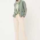 Olsen Lisa Straight Women's Beige Linen-Cotton Pants